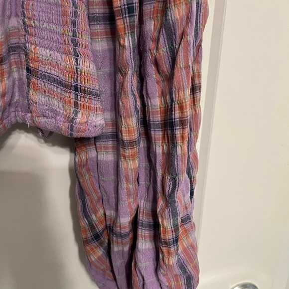 Free People Cherry Bomb cropped purple madras corset top size small petite SP - Picture 10 of 15